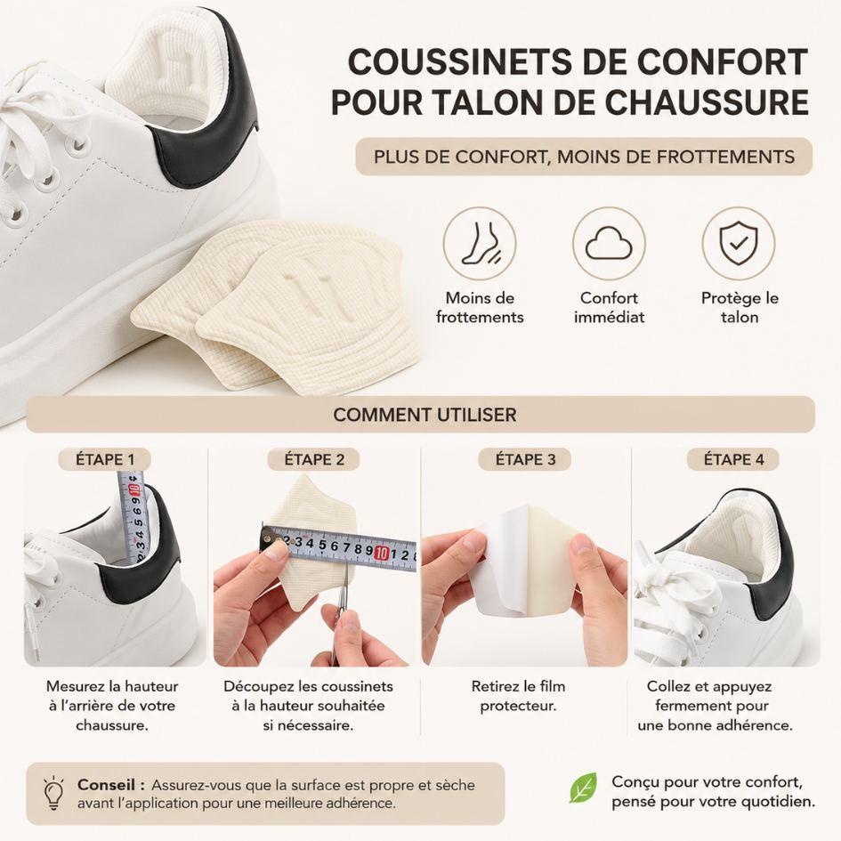 Coussinets de talon pour plus de confort et d'absorption des chocs